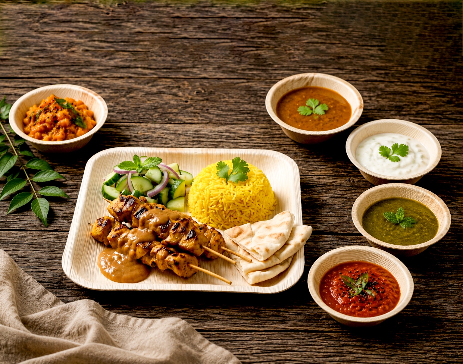 A wholesome meal served on a natural leaf